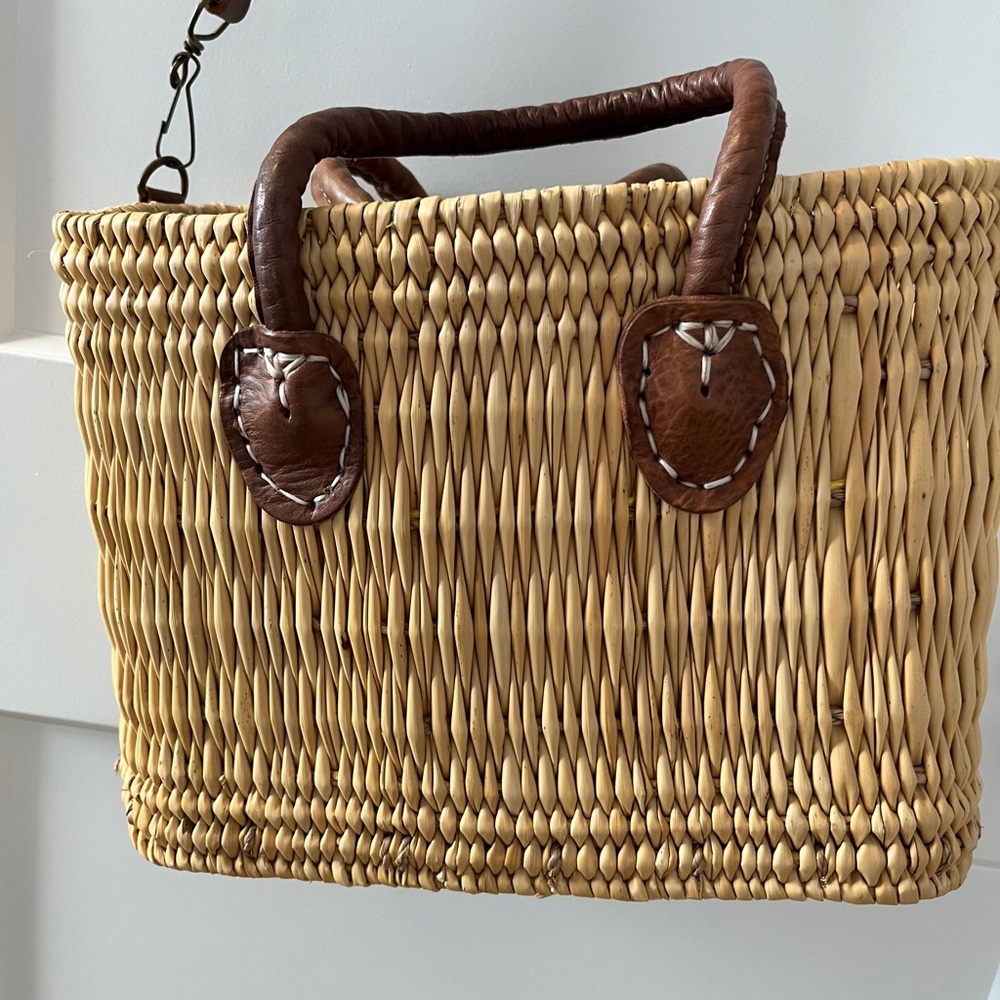 Monday Swimwear Natural Woven Tote with Brown Accents - Picture 3 of 4